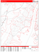 Jersey City Digital Map Red Line Style